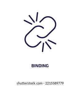 binding icon from education collection. Thin linear binding, button, bind outline icon isolated on white background. Line vector binding sign, symbol for web and mobile