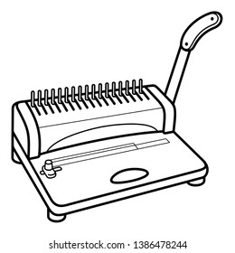 Binding machine. Vector outline icon isolated on white background.