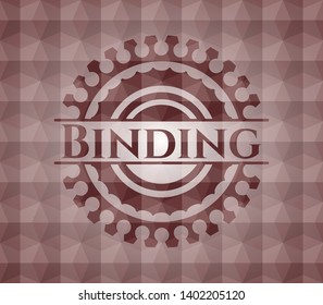 Binding red emblem or badge with abstract geometric pattern background. Seamless.