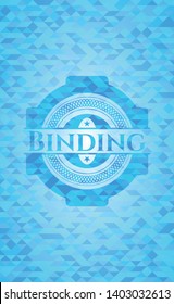 Binding sky blue emblem. Mosaic background