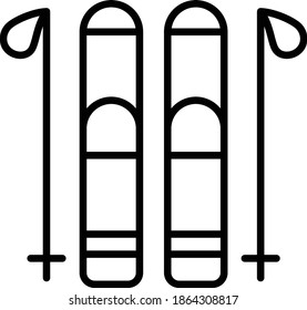 Bindings and Poles Concept, ski equipment Vector Icon Design, Winter Fall activities Symbol on white background, Cold Weather Sign, Wild Season Elements,