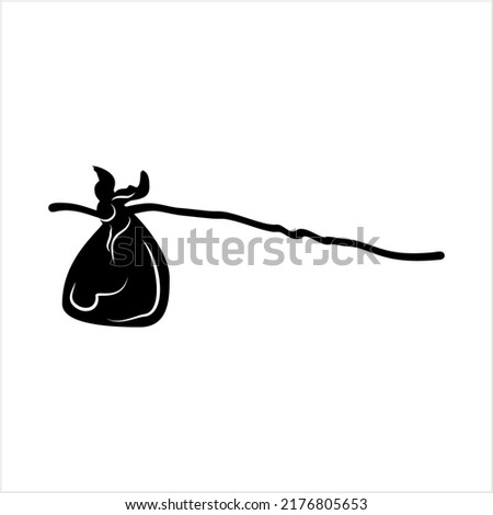 Bindle Bag On Stick Icon, Cloth Sack Vector Art Illustration