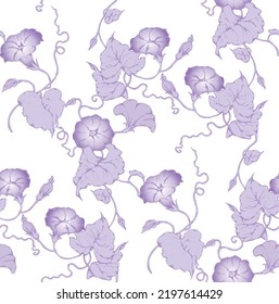 Bindweed flowers. Seamless abstract pattern. In style Toile de Jou. Suitable for fabric, mural, wrapping paper and the like.