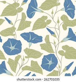 bindweed on a white background in seamless pattern
