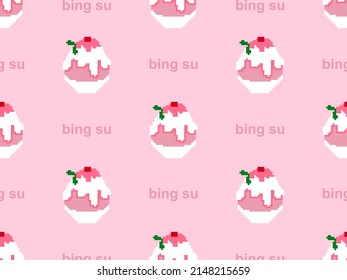 Bing su cartoon character seamless pattern on pink background.Pixel style