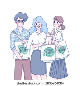 Bing your own bag campaign design of vector. Cartoon character illustration style.