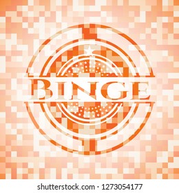 Binge abstract orange mosaic emblem with background