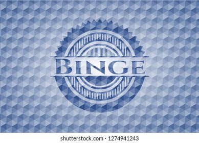 Binge blue emblem or badge with geometric pattern background.