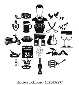 Binge icons set. Simple set of 25 binge icons for web isolated on white background
