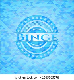 Binge sky blue emblem with mosaic background