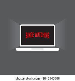 Binge Watching In Laptop Illustration Vector