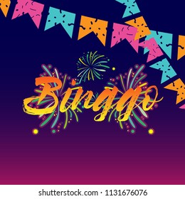 binggo, beautiful greeting card background or banner with fireworks theme. vector