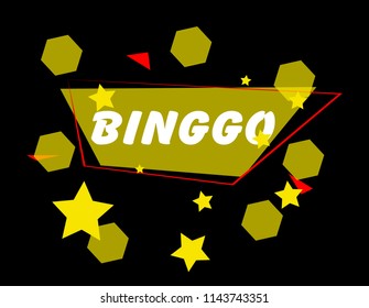 binggo, cute background, vector label, sign, logo for marketing or advertising