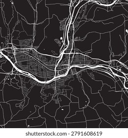 Binghamton New York Vector Map, Detailed City Street Map Black and White Minimalist Line Art