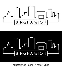 Binghamton skyline. Linear style. Editable vector file.