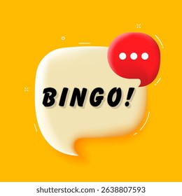 Bingo. 3D speech bubble with bold lettering. Colorful pop art style. Vector illustration for business, motivation, and advertising.