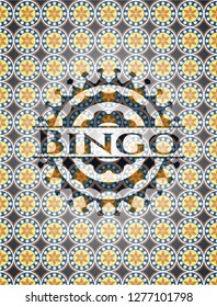 Bingo arabic emblem background. Arabesque decoration.