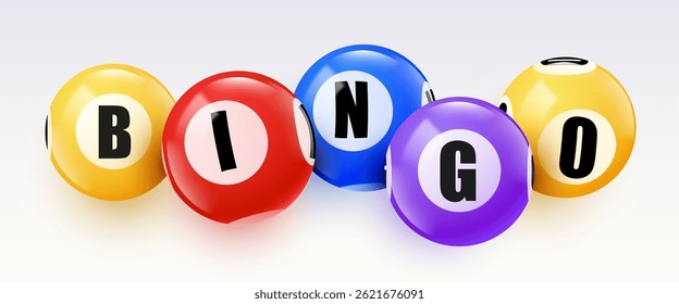 Banner de bolas de bingo. bolas de jogo de loteria 3D, evento de jogos de loterias. Ilustração vetorial