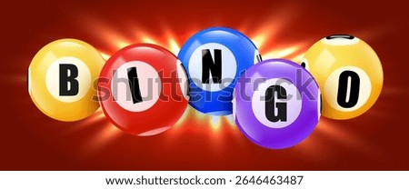 Bingo balls banner. 3D lotto game balls, lotteries gaming event. Vector illustration
