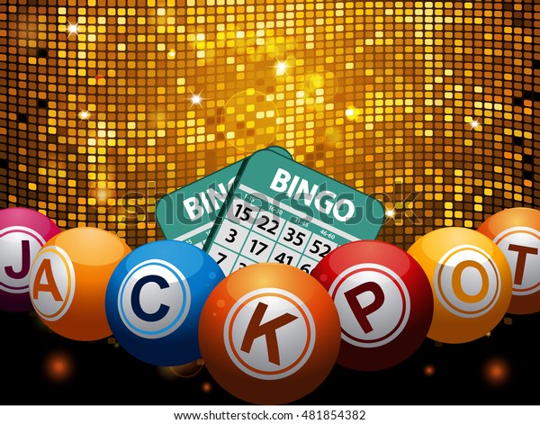 Bingo Balls Jackpot Word Cards Over Stock Vector (Royalty Free) 481854382