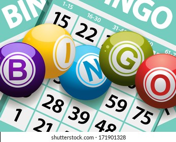 Bingo Balls On A Background Of Cards