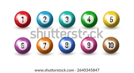 Bingo balls. Set of vector 3d balls isolated on white background.