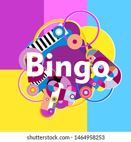 bingo, beautiful greeting card background or banner with colorful theme. design illustration