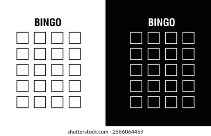 Bingo card random numbers printable template set. Vector illustration simple bingo card design.