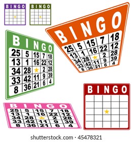 Bingo Card Set Isolated On A White Background.