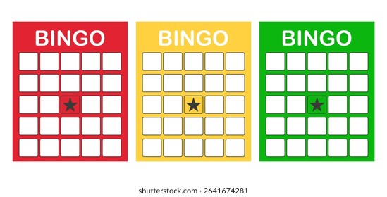 Bingo card template blank with star, luck lotto board game. Bingo ticket empty. Bingo icon, for numbers. 