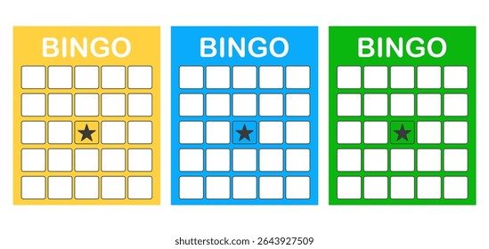 Bingo card template blank with star, luck lotto board game. Bingo ticket empty. Bingo icon, for numbers. 