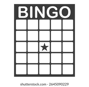 Bingo card template blank with star, luck lotto board game. Bingo ticket empty. Bingo icon, for numbers. 