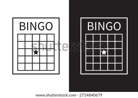 Bingo card template blank with star, luck lotto board game. Bingo ticket empty. Bingo icon, for numbers.