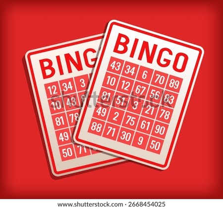 Bingo. Bingo cards on red background. Vector illustration