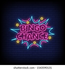 Bingo Chance Neon Signs Style Text Vector