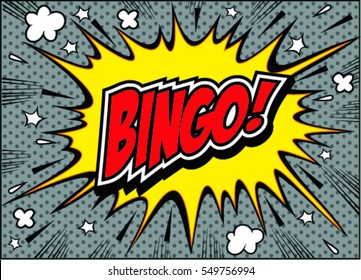 Bingo comic speech bubble.Doodle  of speech comic bubbles. Comic sound effect.Vector illustration.