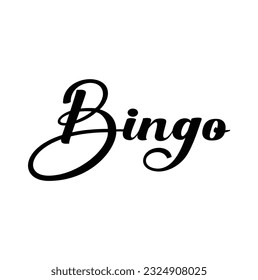 Bingo - custom calligraphy text on white background.