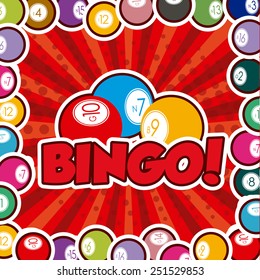 Bingo design over red background, vector illustration.