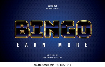 bingo editable text effect with modern and simple style, usable for logo or campaign title