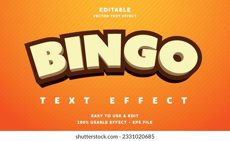 bingo editable text effect with modern and simple style	