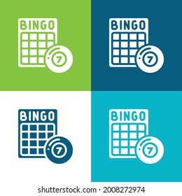 Bingo Plano cuatro colores conjunto mínimo de iconos