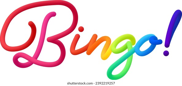 Bingo-Flüssigkeitstext mit dynamischen, gekrümmten Linien aus bunten Kreise. Vektorgrafik.