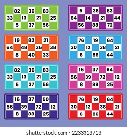 Bingo Game Cards Vector Design Colorful Cards Funny Game Cards 
