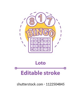 Bingo Game Concept Icon. Lottery, Lotto Idea Thin Line Illustration. Casino. Vector Isolated Outline Drawing. Editable Stroke