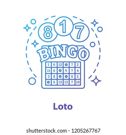 Bingo game concept icon. Lottery, lotto idea thin line illustration. Casino. Vector isolated outline drawing