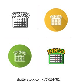 Bingo game icon. Flat design, linear and color styles. Lottery. Casino. Isolated vector illustrations