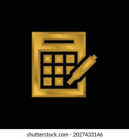 Bingo gold plated metalic icon or logo vector