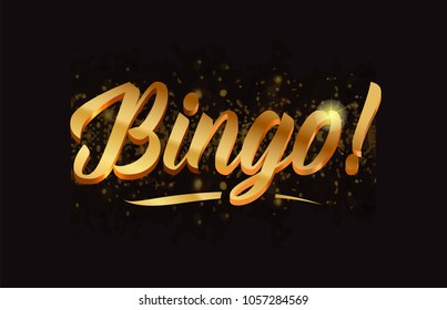 Bingo Gold Word Text With Sparkle And Glitter Background Suitable For Card, Brochure Or Typography Logo Design