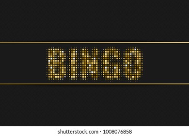 Bingo golden halftone advertising sign with geometric pattern for your design