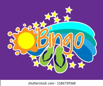 Bingo, Greeting Card Background Or Banner With Beach Theme. Design Illustration